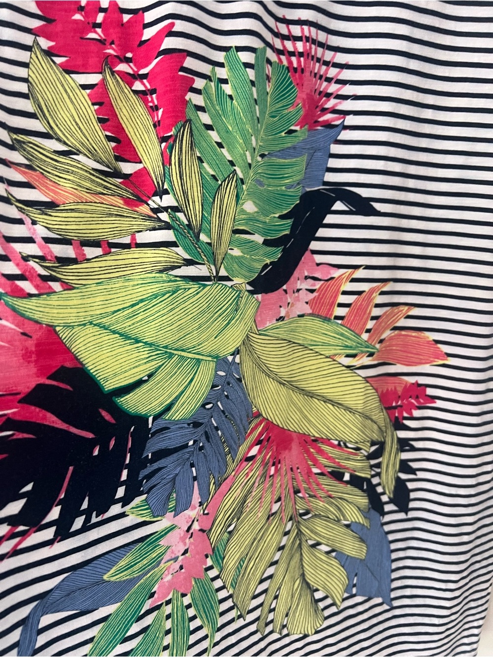 Tommy Bahama Navy White Striped Tropical Floral Cotton Dress Medium - Picture 3 of 12